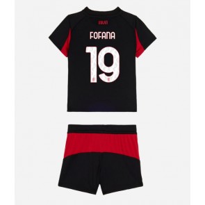 AC Milan Youssouf Fofana #19 Replika Hemmatröja Barn 2025-26 Kortärmad (+ Korta byxor)